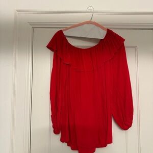 Velvet by Graham & Spencer Red Ruffle Blouse